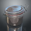 Silver Metal Canister With Clasp Lid And Red Rubber Seal On Dark Background
