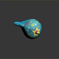 Cute Blue Whale Game Movie Character With Colorful Polka Dots And Star Decorated Unicorn Horn