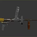 Detailed Design of Multi Barrel Weapon With Mechanical Structure Yellow Silver Components And Support Base