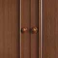 Brown Wooden Double Doors With Round Knobs And Vertical Panel Design 3d model