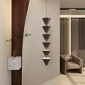 Italian Cream Middle Ancient Style Small Cave Day Folding Tower Lamp Entrance Partition Entrance 3d model