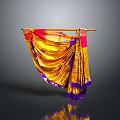 Shiny Gold Red And Purple Sari Hanging On Decorative Rod