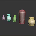 Colorful Decorative Vases In Various Styles For Home Interior 3d model