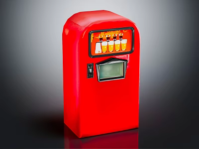 Red Commercial Vending Machine With Digital Display And Assorted Beverage Drinks 3d model