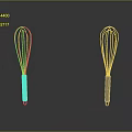 Two Household Kitchen Whisks With Silver And Blue Metal Handles For Daily Cooking Use