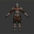 Detailed Medieval Full Body Armor As Protective Weapon With Silver And Brown Accents