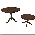 Wooden Round Coffee Tables Set of Two with Small and Large Sizes for Living Room