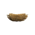 Artistic Golden Bird Nest Shaped Decorative Light With Woven Wooden Strips Modern Design