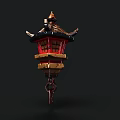 Chinese Style Lantern Shaped Chandelier With Red Brown Color And Pointed Top Hanging Chain