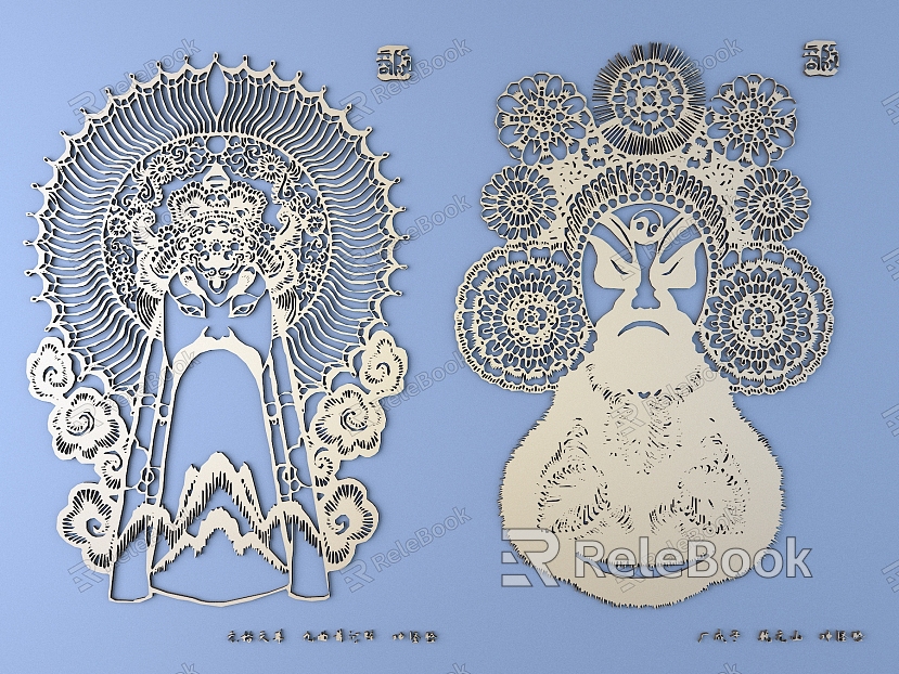 Chinese facial makeup metal carving Beijing opera carving model
