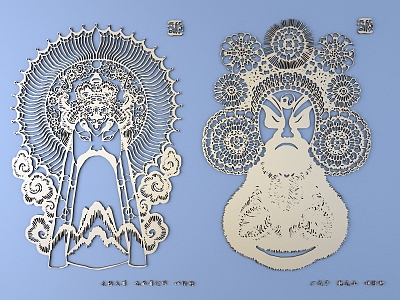 Chinese facial makeup metal carving Beijing opera carving model