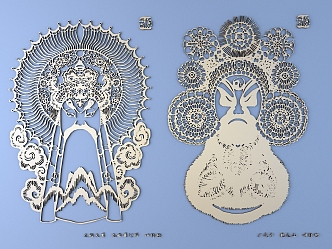 Chinese facial makeup metal carving Beijing opera carving 3d model