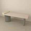Modern Minimalist Dining Table with Light Colored Surface and Gray Fluted Cylindrical Rectangular Legs 3d model