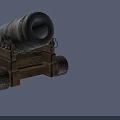 Antique Cannon With Wooden Carriage Metal Barrel And Iron Wheels