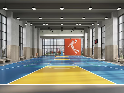 modern basketball court gymnasium indoor basketball court 3d model
