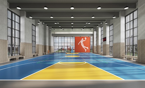 modern basketball court gymnasium indoor basketball court 3d model