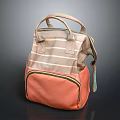 Stylish Orange And Beige Striped Bag With Handles And Shoulder Straps