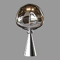Modern Table Lamp With Textured Black Glass Shade And Black Cone Base