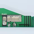 Modern Green Jewelry Store Interior With Glass Display Cases And Accessories