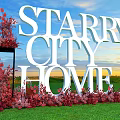 Starry City Home Photo Check In Spot With Red Floral Decor Blue Sky Green Grass