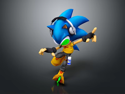 Modern game character Sonic Kid Sonic character 3d model