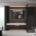 Sleek Modern Bathroom With Black Walls White Bathtub Window Blinds White Vanity And Large Mirror