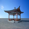 Two Traditional Chinese Pavilions Featuring Curved Roofs Wooden Structures And Stone Bases