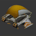Futuristic Mechanical Vehicle Design with Yellow White Dome Tracked Chassis and Glowing Details