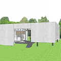 Modern Detached House With Wooden Exterior Surrounded by Lush Trees and Green Grass