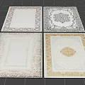 Elegant Square Rugs Featuring Intricate Border Patterns And Various Decorative Designs 3d model
