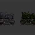 Two Military Tank Models in Gray and Green with Turret and Cannon