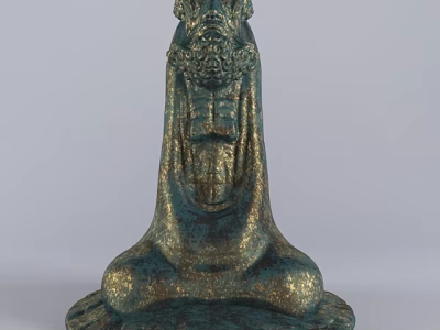 Bronze Green Ceramic Vessel With Gold Flecked Surface And Intricate Carvings 3d model