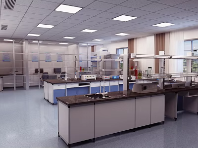 Professional Laboratory Interior With Lab Benches Fume Hoods And Advanced Scientific Instruments 3d model