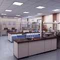 Professional Laboratory Interior With Lab Benches Fume Hoods And Advanced Scientific Instruments