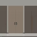 Modern Wooden Double Doors With Black Handle Design In Light Wood Color