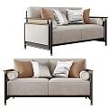 New Chinese-style double sofa chaise longue 3d model