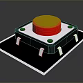 Red Circular Button With Black Base And Metal Pins As Essential Household Electronic Item