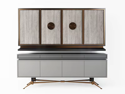 Modern TV Cabinet Featuring Wooden Panels Metal Frame And Drawer Storage 3d model