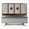 Modern TV Cabinet Featuring Wooden Panels Metal Frame And Drawer Storage