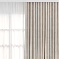 Gray Window Curtains with White Sheer Panels for Light Filtering Design 3d model