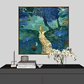 Vibrant Landscape Painting With Figure On Pathway Green Foliage And Colorful Flowers