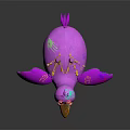 Vibrant Pink Bird With Purple Accents Yellow Beak Feet And Round Eyes