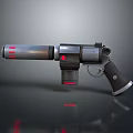 Futuristic Sci Fi Pistol With Metallic Structure Red Indicators And Modern Design 3d model