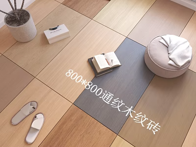 Stylish 800x800 Wood Grain Floor Tiles With Continuous Pattern And Home Decor 3d model