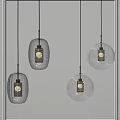 Modern Transparent Glass Pendant Lights With Oval And Round Shapes And Metal Frames