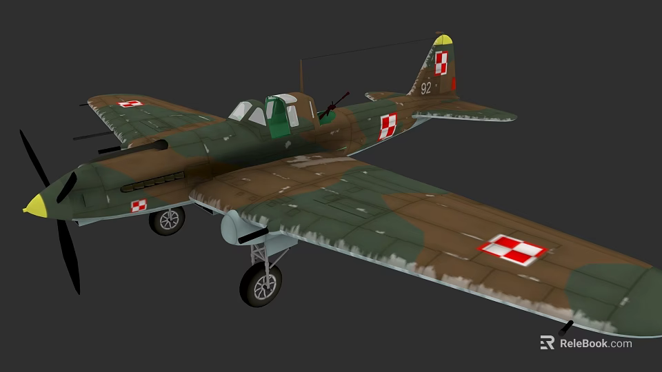 Military Fighter Jet With Camouflage Paint And Red Cross Insignia On Wings 3d model 