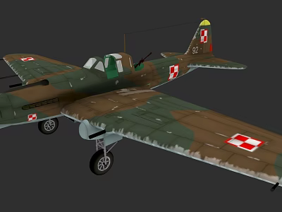 Military Fighter Jet With Camouflage Paint And Red Cross Insignia On Wings 3d model