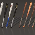 Different Style Weapon Baseball Bats Featuring Nails Blood Stains And Handle Materials 3d model