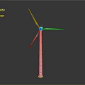 White Wind Turbine With Rotating Blades And Tall Tower For Renewable Energy