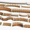 Various Wooden Garden Landscape Bridges With Curved And Straight Designs 3d model